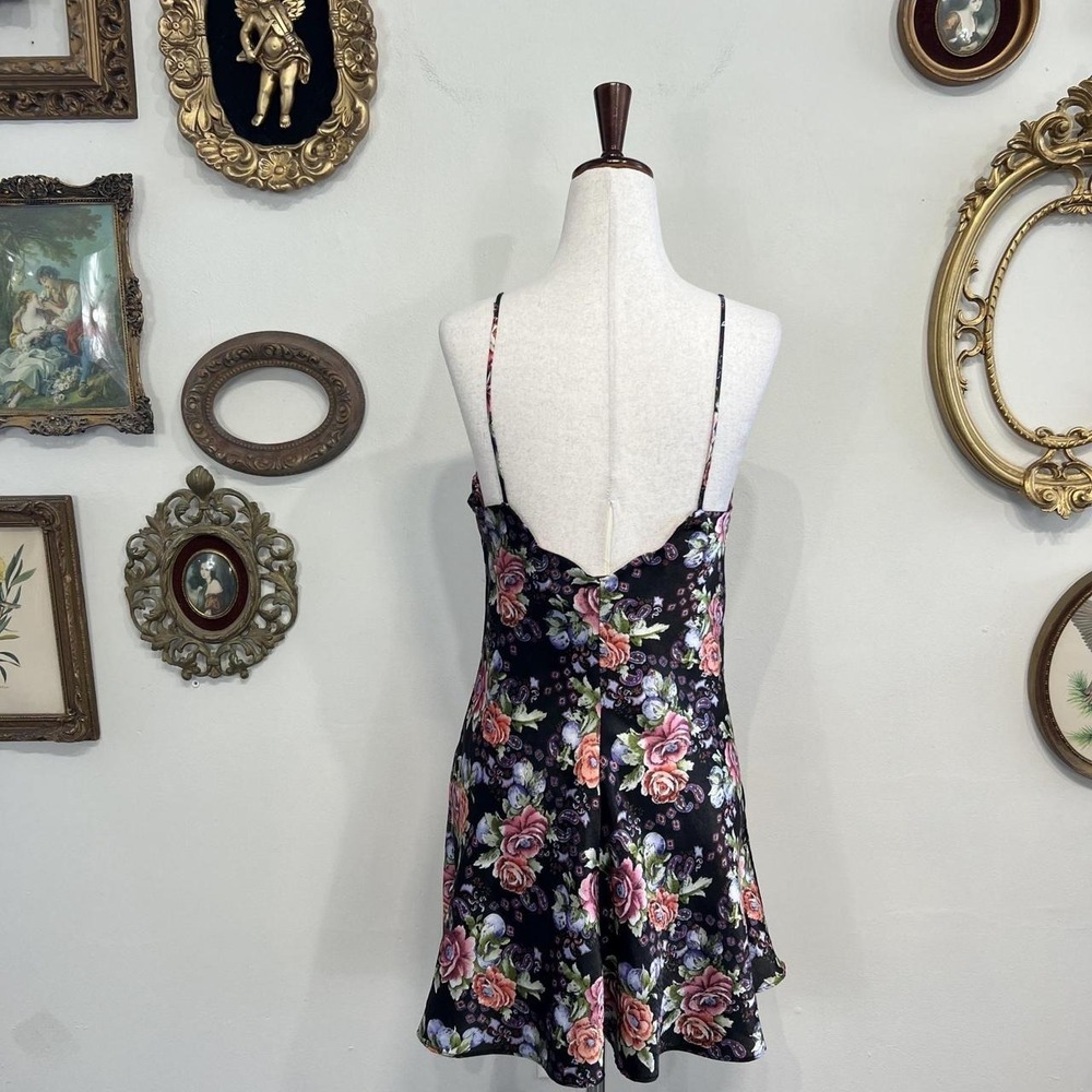 Victoria's Secret Women's S Black Floral Satin Slip Dress - Picture 3 of 8